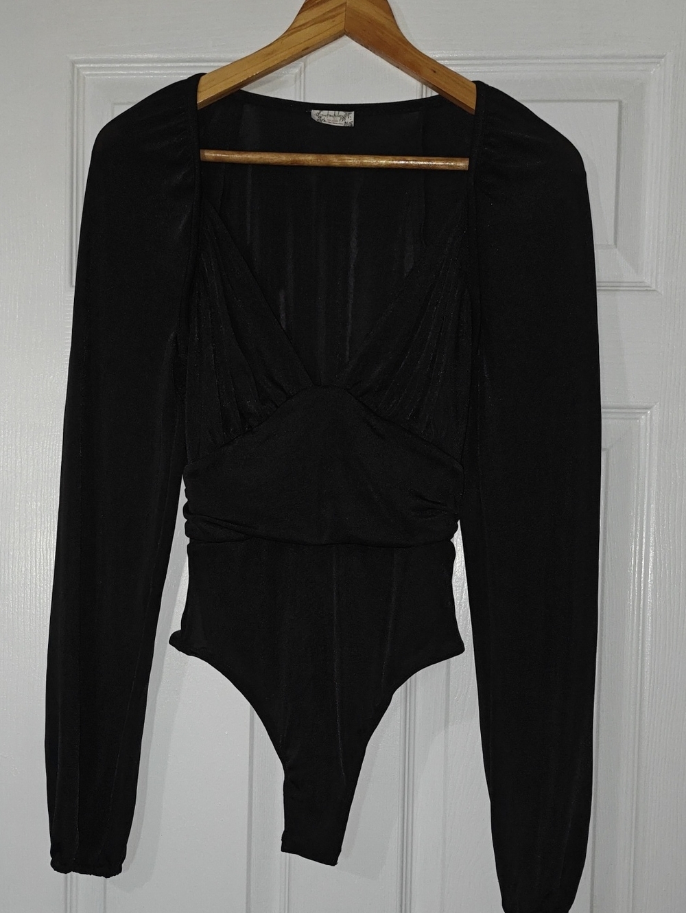 Black Long Sleeve V-Neck Bodysuit